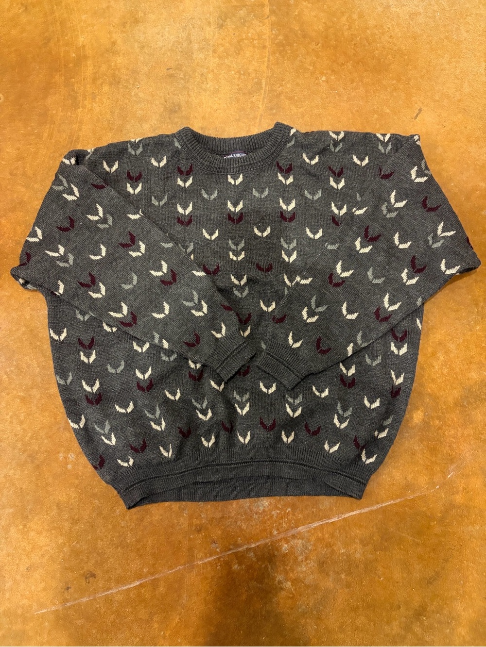 Charcoal Patterned Crewneck Sweater